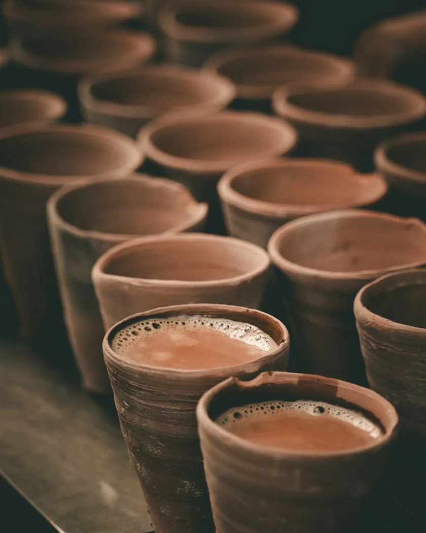 Chai in clay cups