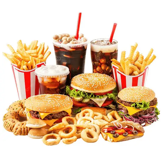 Burger and fries, illustrative fast-food photography
