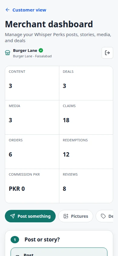Merchant, on the move: A shopkeeper’s own workspace on a phone.