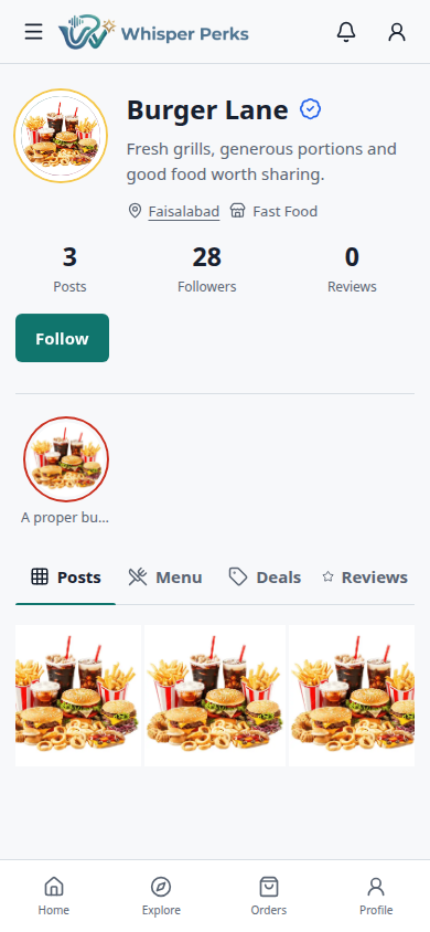 Whisper Perks shop profile mobile preview