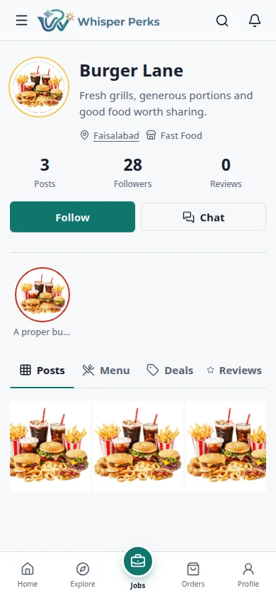 Whisper Perks shop profile mobile preview